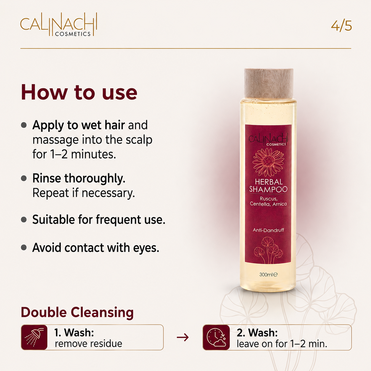Anti Dandruff Herbal Shampoo, Sulfate Free, 300 ml. haircare CALINACHI Cosmetics