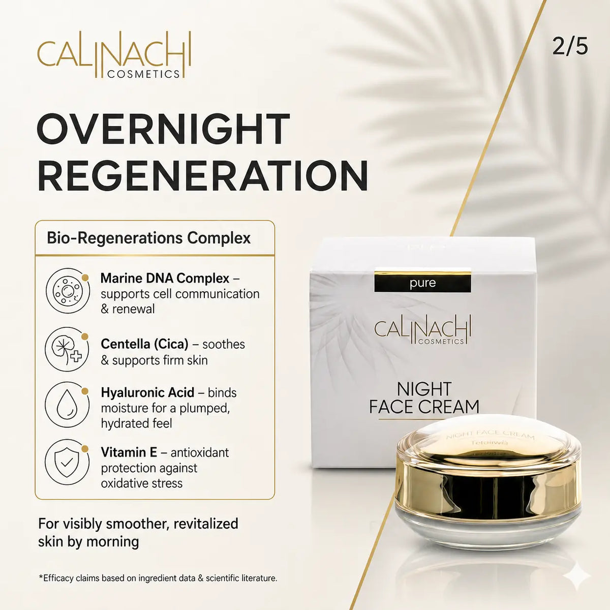 Regenerating Night Cream for Face, Neck, and Décolletage, 50ml skincare CALINACHI Cosmetics