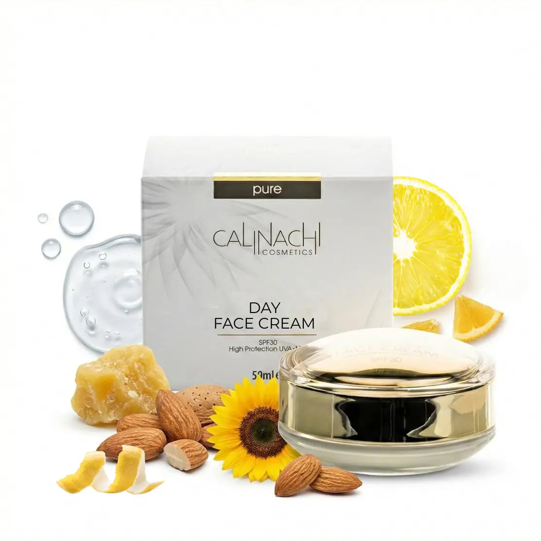 Hydrating Day Cream for Face, Neck, and Décolletage, SPF30, 50ml. skincare CALINACHI Cosmetics